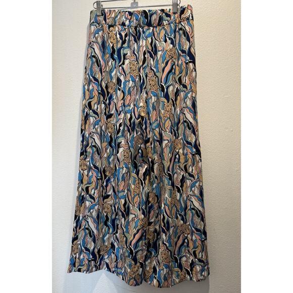 Monki Womens Size 40 Wide Leg Crop Pants Trousers Safari Leopard Colorful Artsy - Picture 2 of 10